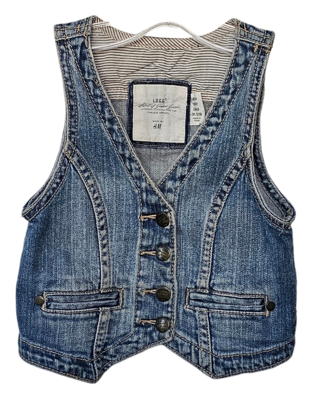 H&M Lightwash Denim Vest w Snap Buttons little girls or boys ages 3 to 4